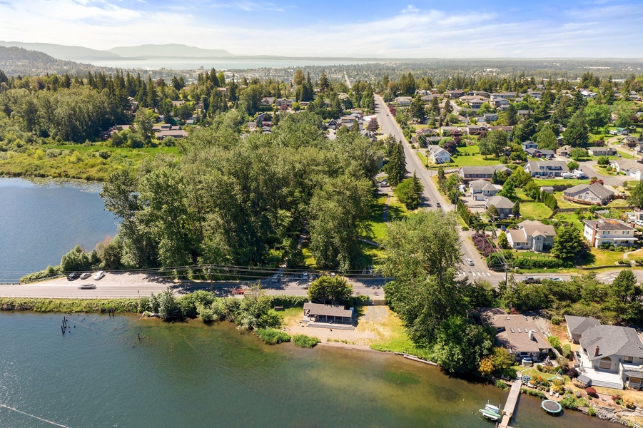 Captivating aerial view of lakeside condominium
