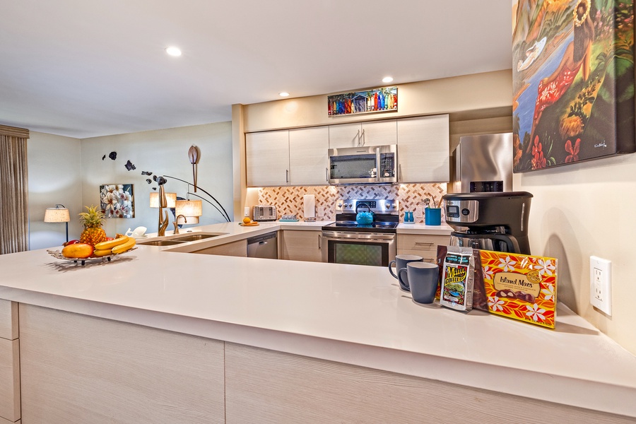 Prepare your meals in a breeze on the fully-equipped kitchen with wide counter spaces.