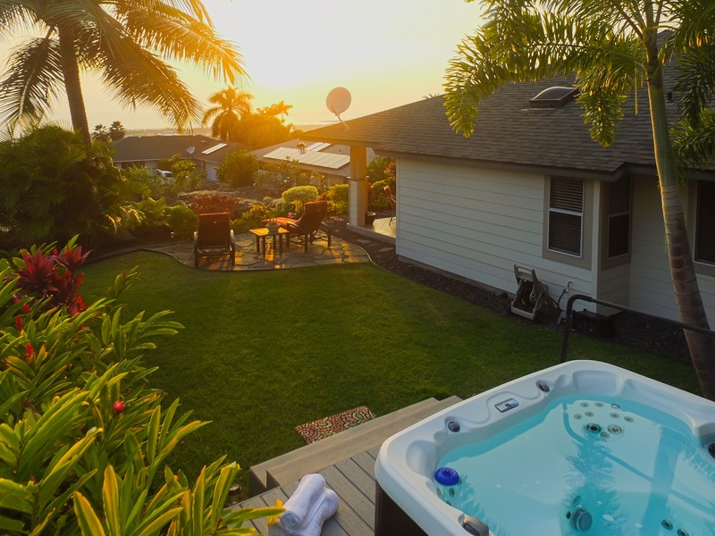 Enjoy glowing sunsets from the hot tub!