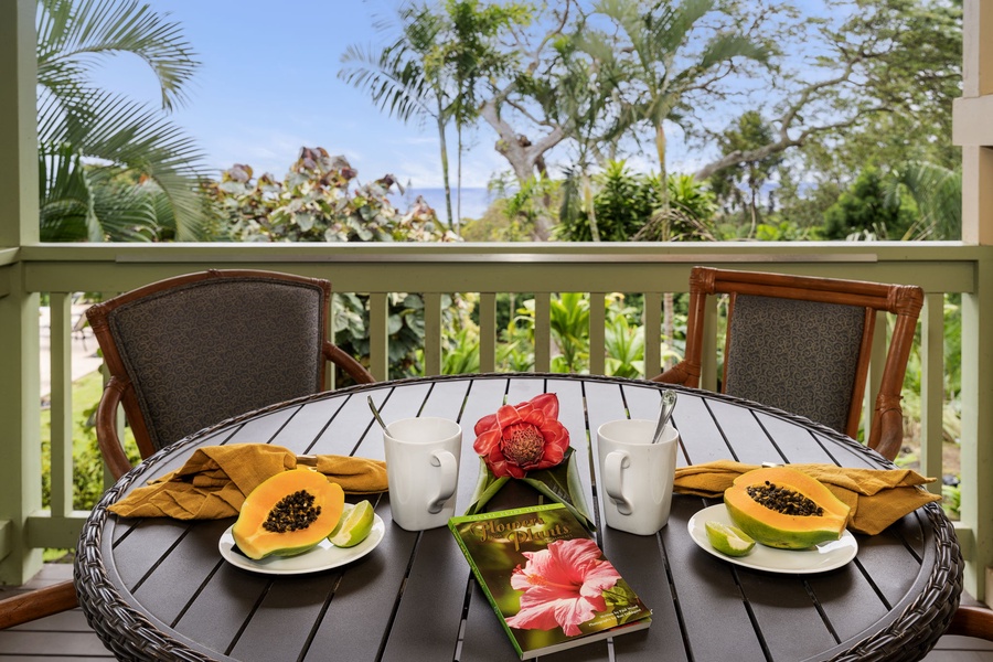 Start your mornings on your private balcony with fresh tropical fruit and coffee, surrounded by lush garden views and gentle breezes.