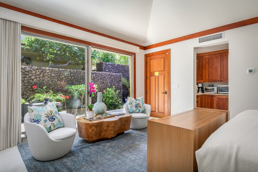 Seating area and kitchenette in Guest Room 4.