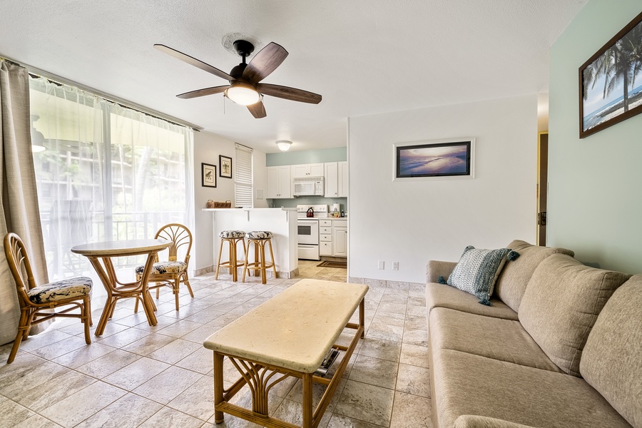 Livingroom is equipped with Queen sleeper sofa and A/C!