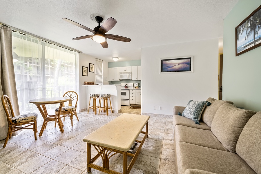 Livingroom is equipped with Queen sleeper sofa and A/C!