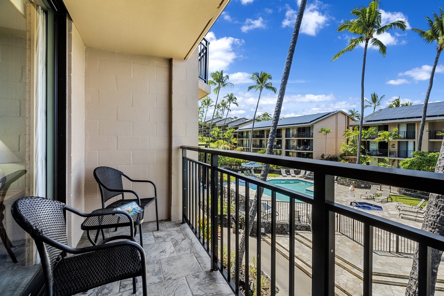Lanai seating outside the guest bedroom