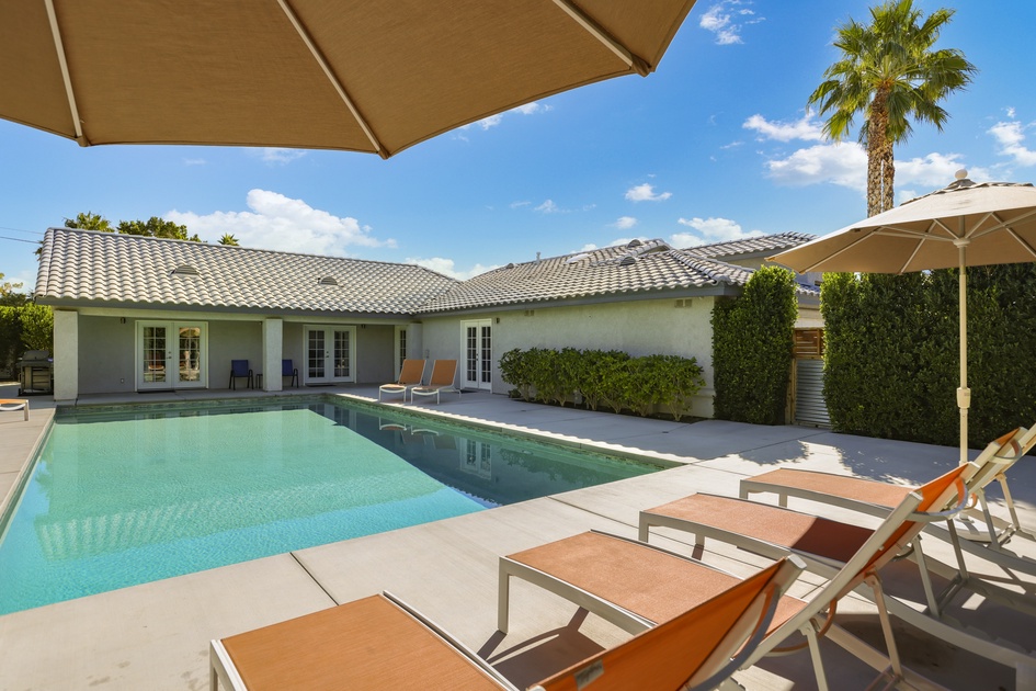 Large pool facing casita