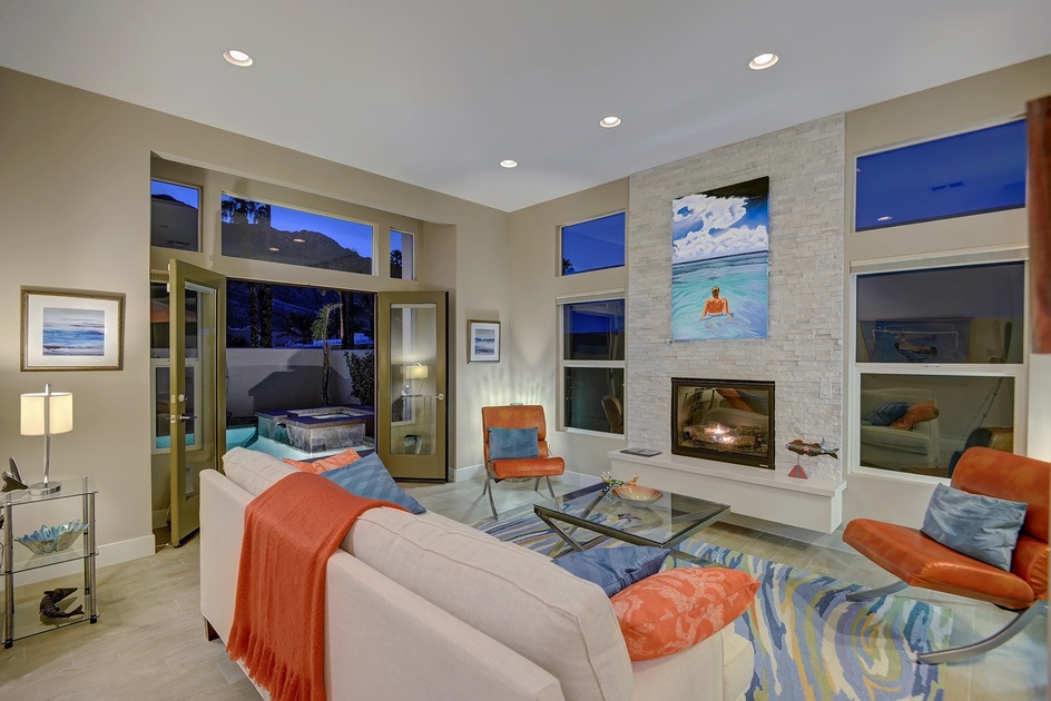 LIVING ROOM TO POOL NIGHT