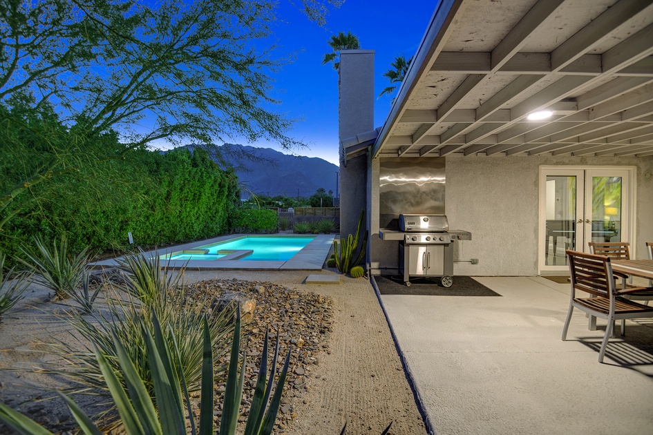 NIGHT BACK PATIO AND POOL