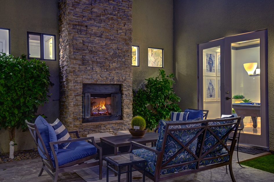 NIGHT COURTYARD FIREPLACE