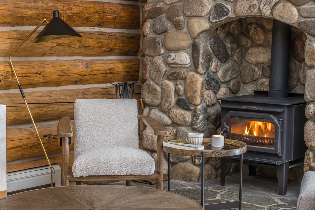 River Rock Fireplace