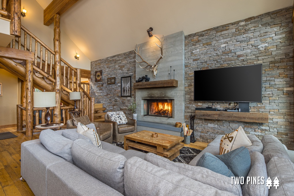 Great Room with Fireplace and TV