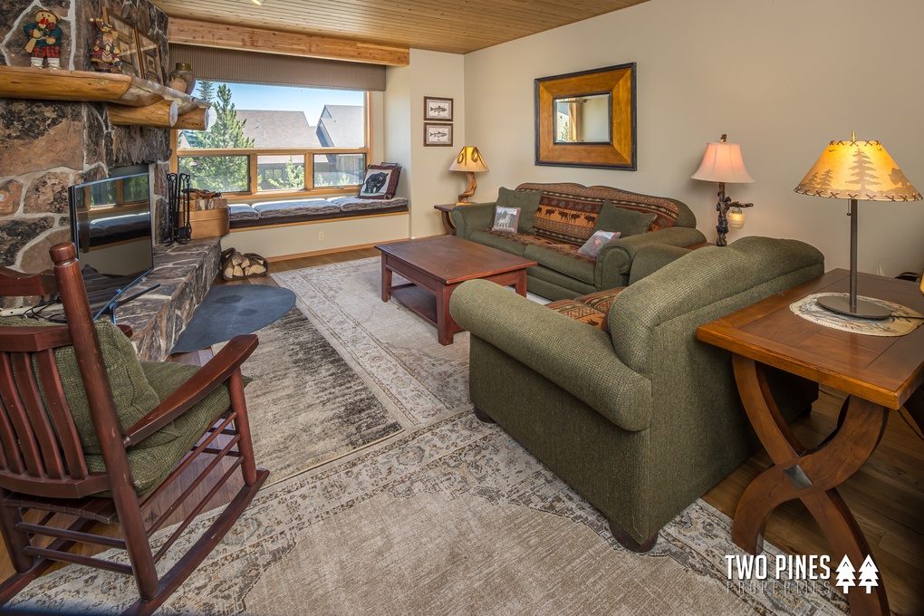 Great Room With Wood Burning Fireplace