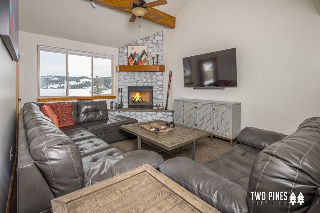 Living Area with Wood Burning Fireplace