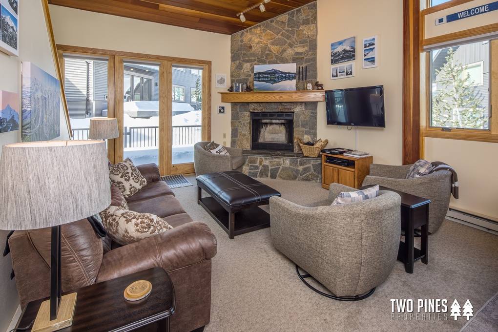 Living Room with Wood Burning Fireplace