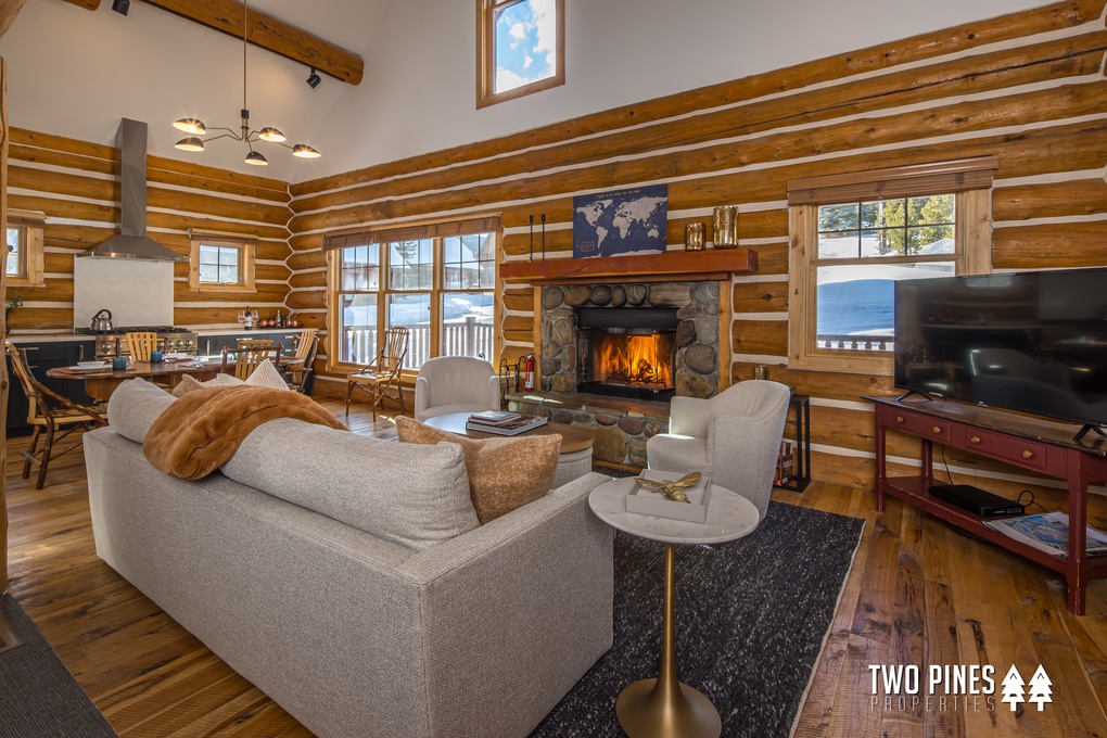 Cozy Family Room with Wood Burning Fireplace