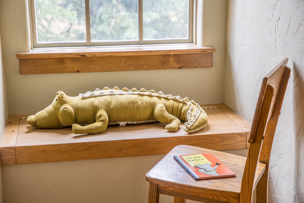 Built-in Kid's Desk with Chair in Second Level Office Area