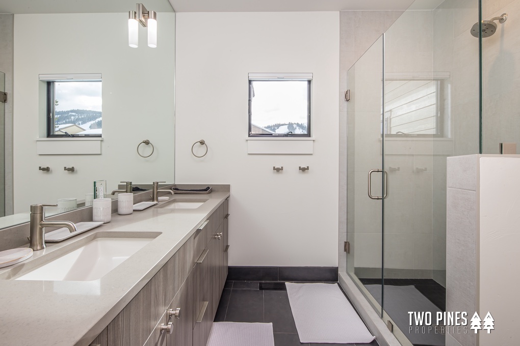 Dual Vanity and Walk-in Shower