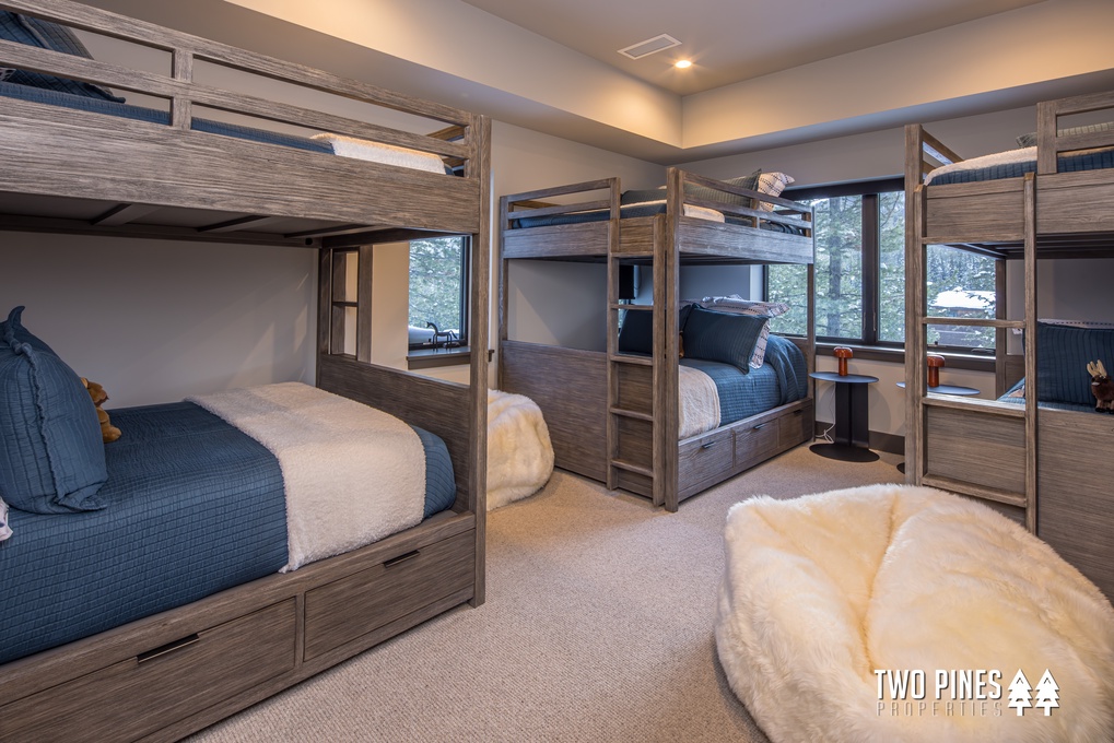 Bunk room with Two Double Bunks and one Twin Bunk