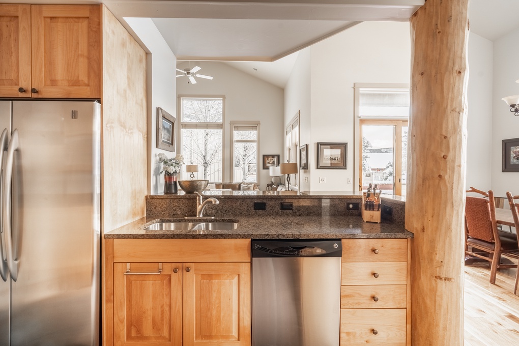 Kitchen View into Living Area
