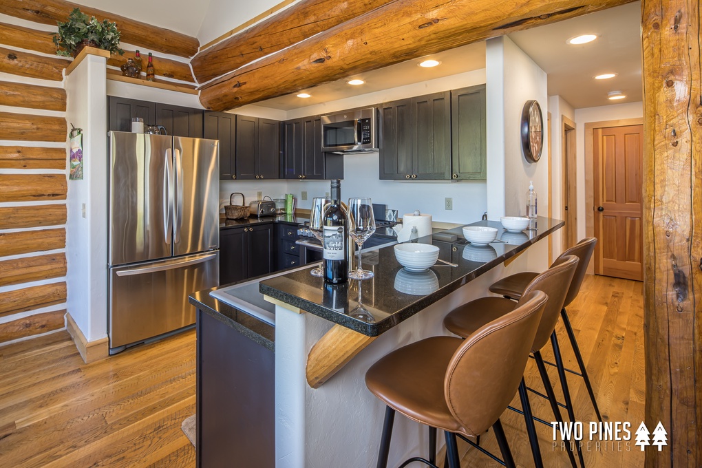 Kitchen with Bar Seating for 3 Guests