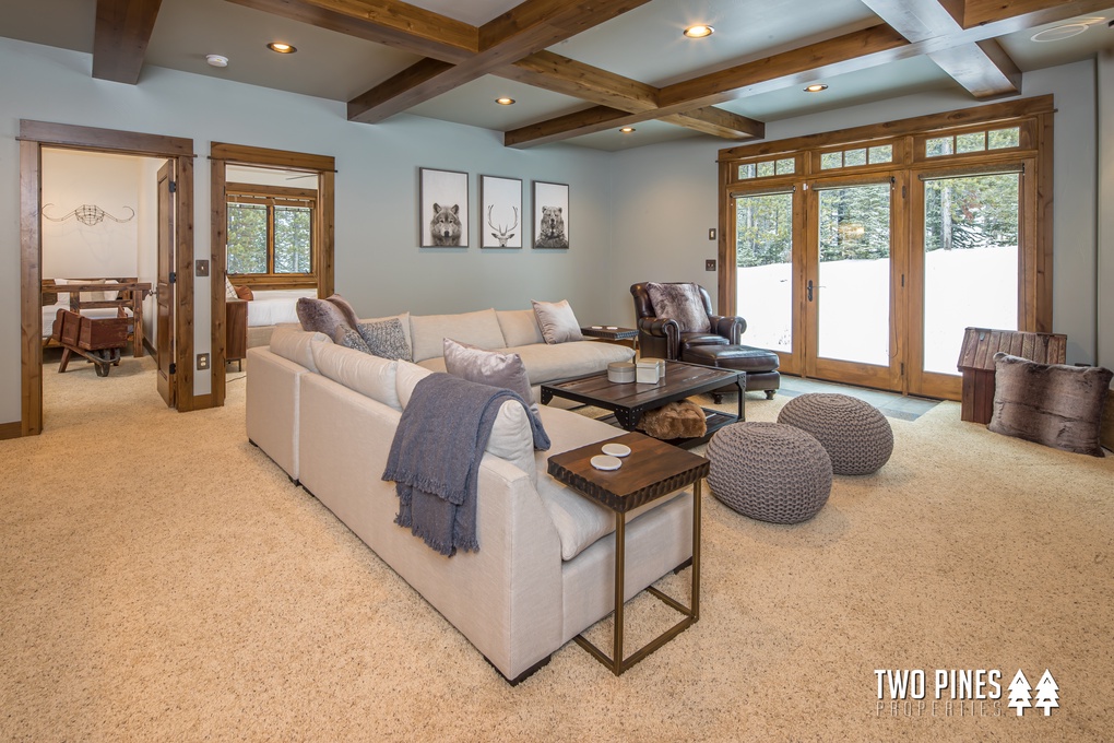 Lower Level Living Area with Gas Fireplace and Wet Bar