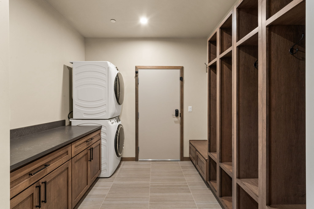 Entryway Mud-room with Washer/Dryer and Storage