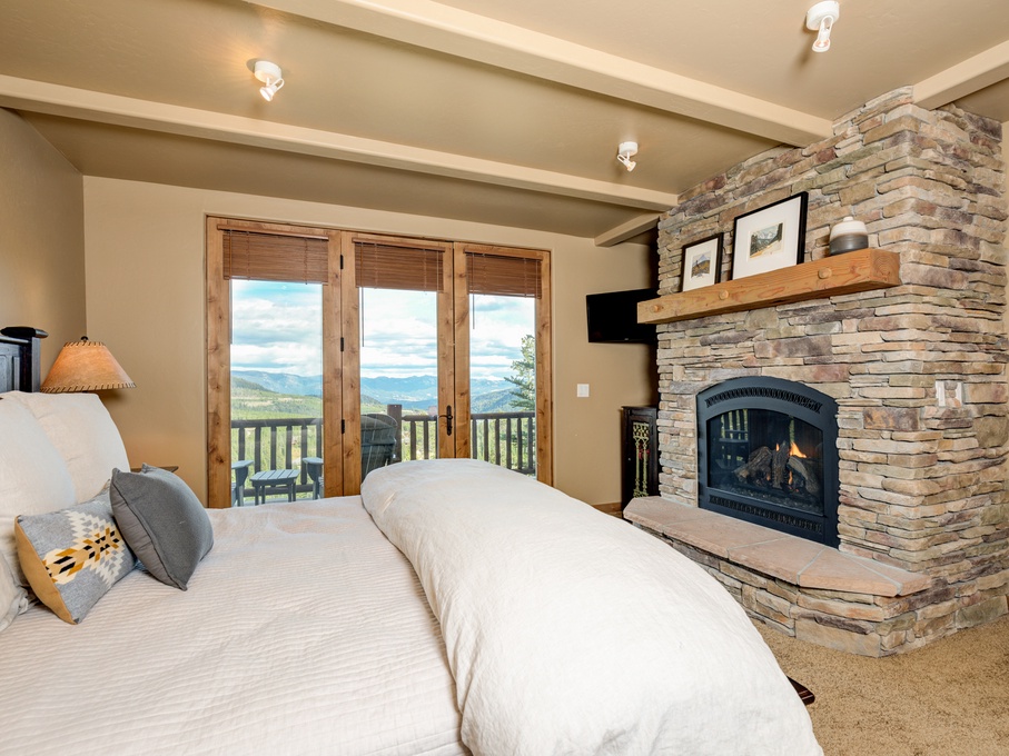 Primary bedroom with gas fireplace