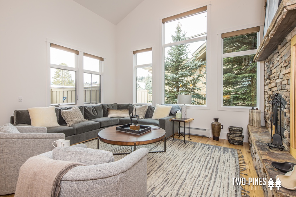 Living room with Wood Burning Fireplace