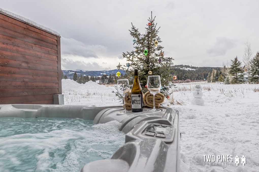 Enjoy Snowy Mountain Views from the Hot Tub