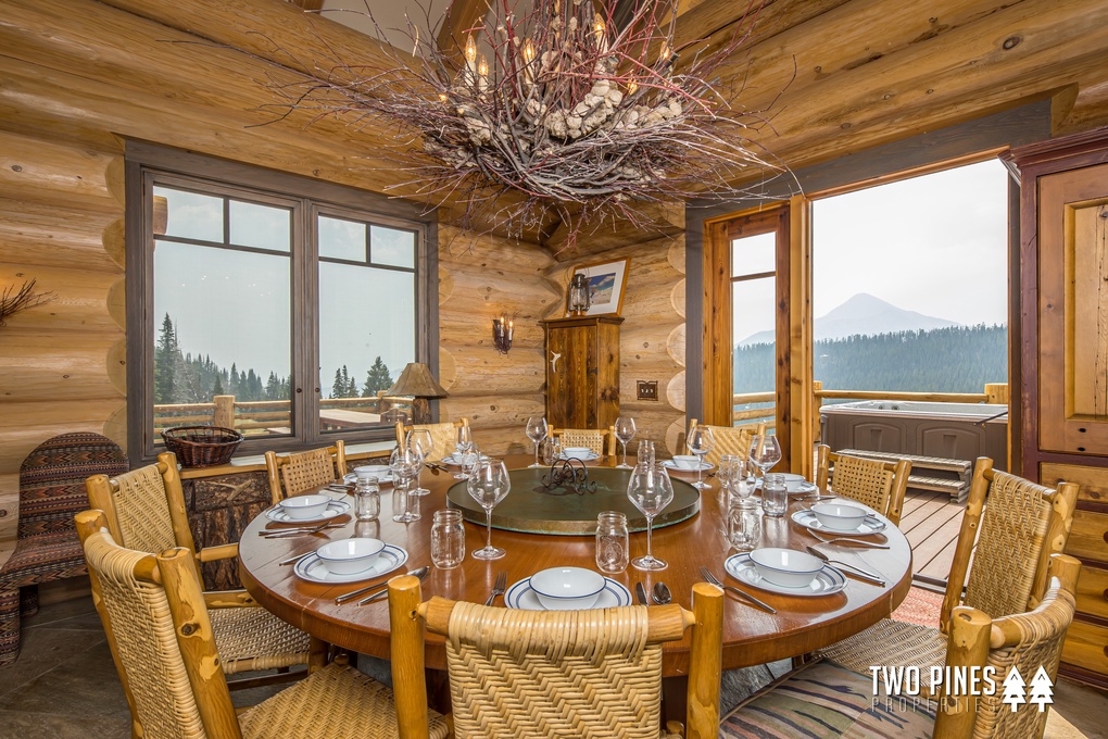 Dining Room with Gorgeous Views of Spanish Peaks and Lone Mountain