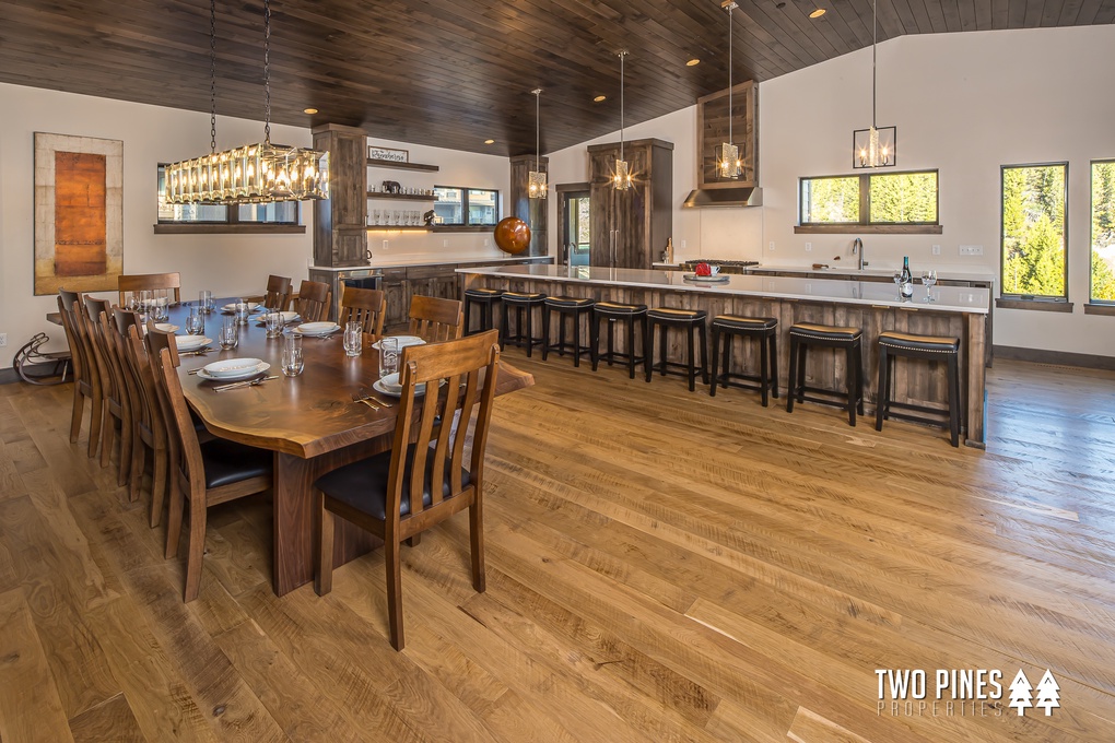 Open Kitchen Concept with Dining Seating for 10 and Bar Seating for 8