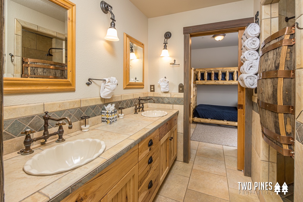 Lower Level Full Bath Shared Between Two Guest Rooms