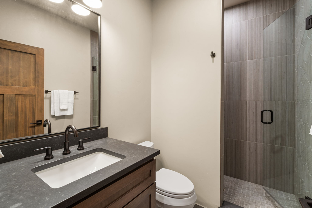 Lower level hallway bathroom w. walk-in shower