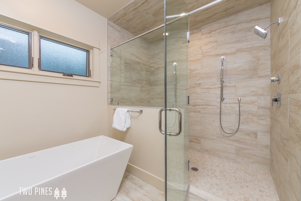 Walk-in shower and soaking tub