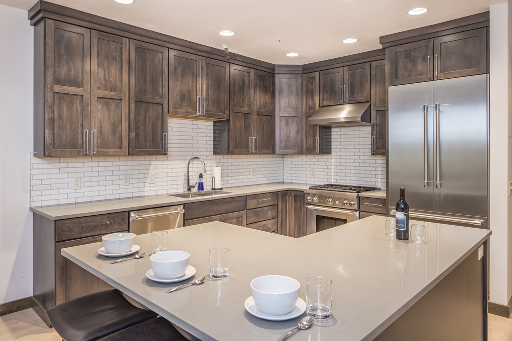 Kitchen with Bar Seating for 3