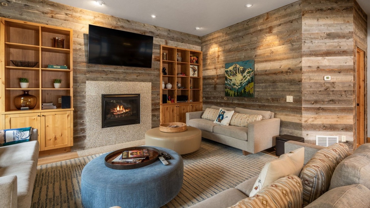 Living area with fireplace