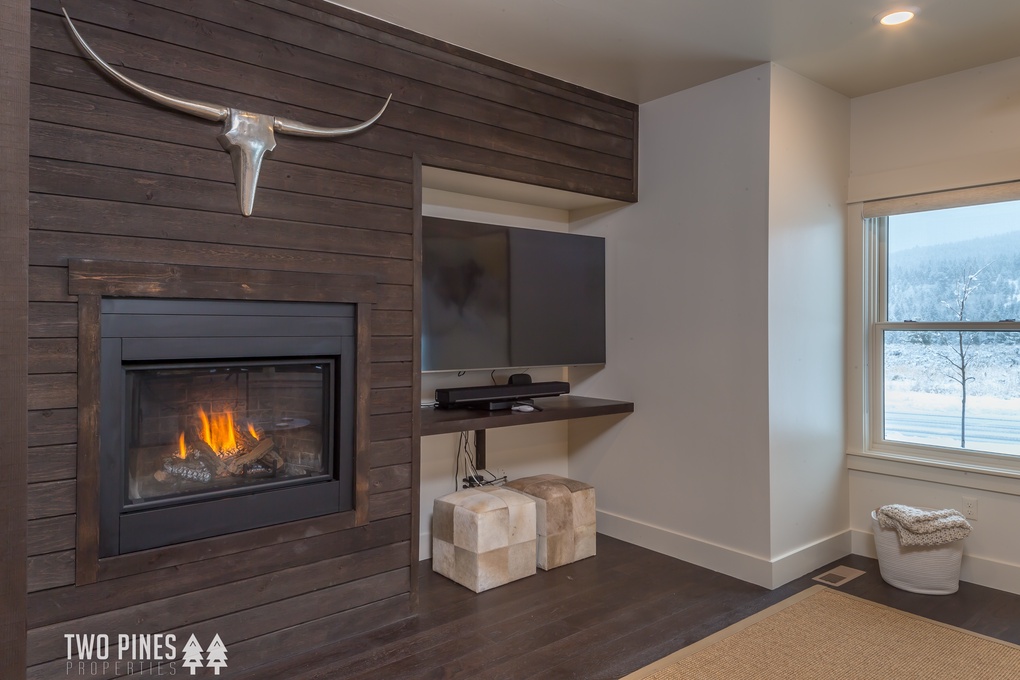 Cozy up to the gas fireplace