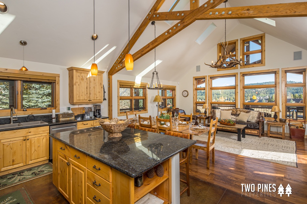 Open Kitchen and Great Room With Gorgeous Vaulted Ceilings