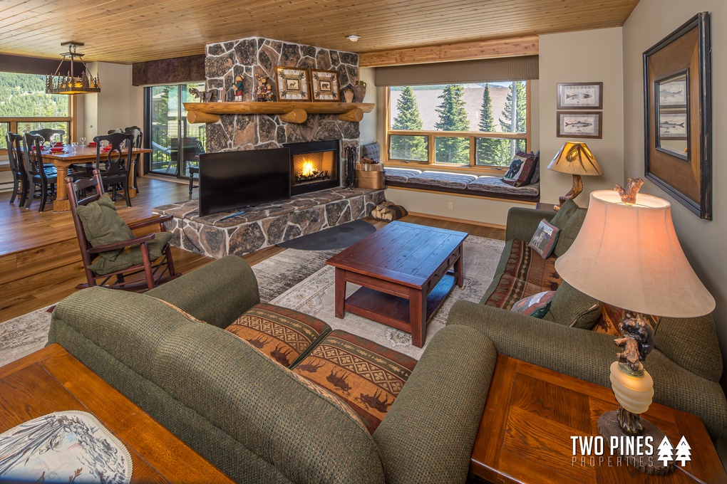 Open Concept Great Room With Wood Burning Fireplace