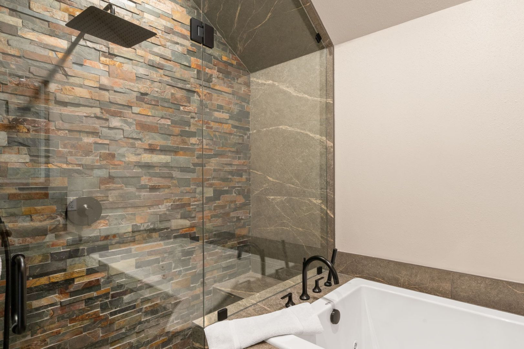 Walk in shower and soaking tub