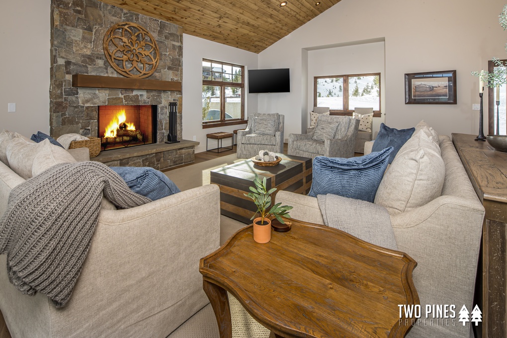 Cozy Up In Front of The Fire In The Living Room After a Long Day on The Slopes