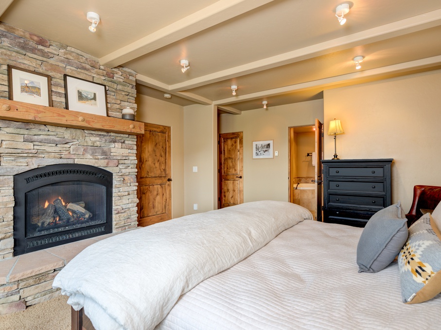 Primary bedroom with gas fireplace