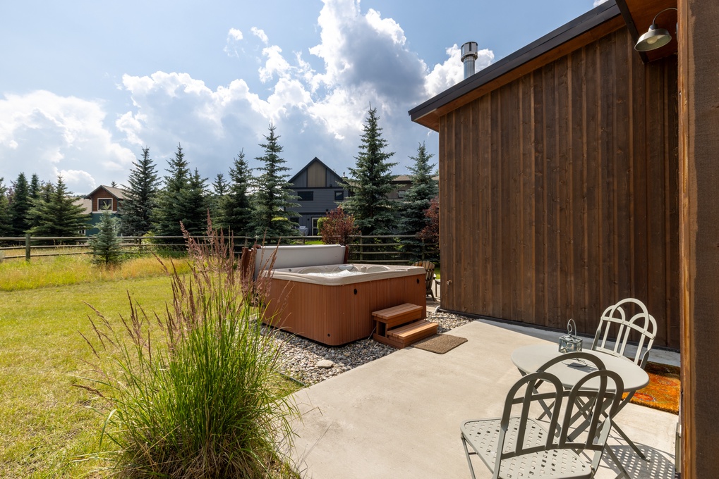 Patio with hot tub