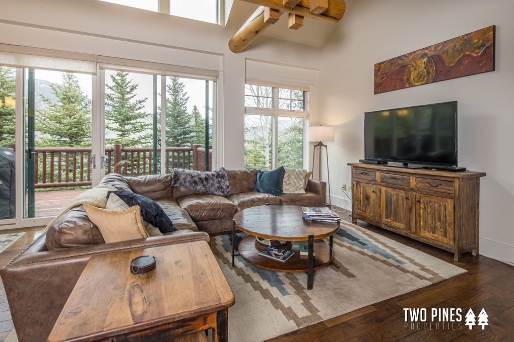 Living Room with Wood Burning Fireplace