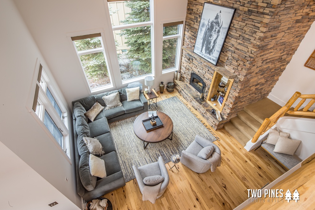Living room with Wood Burning Fireplace