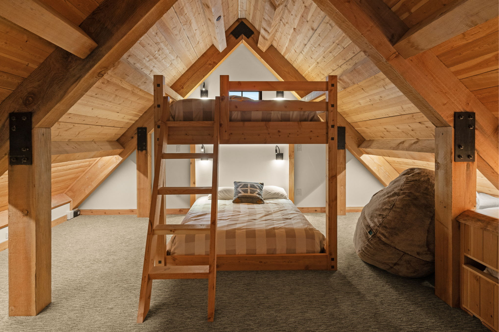 Upstairs Loft Bunk Bedroom 5 - Queen over Queen with Additional Twin Trundle