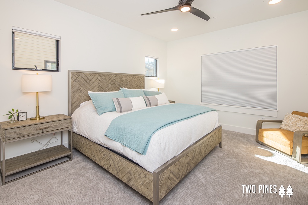 Primary bedroom with queen bed