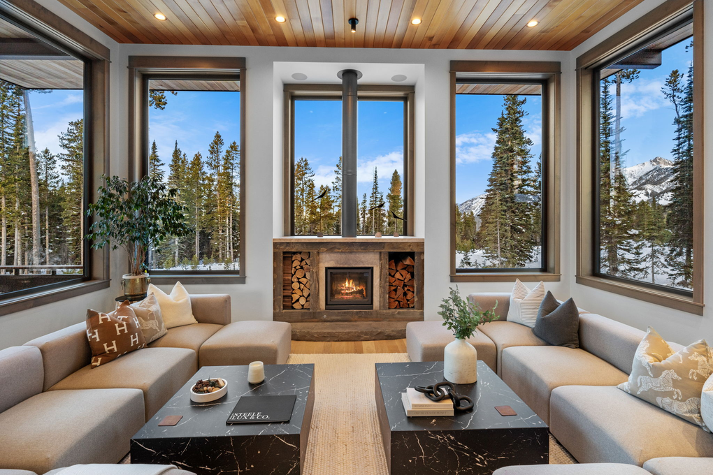 Custom Wood Burning Fireplace in Living Room