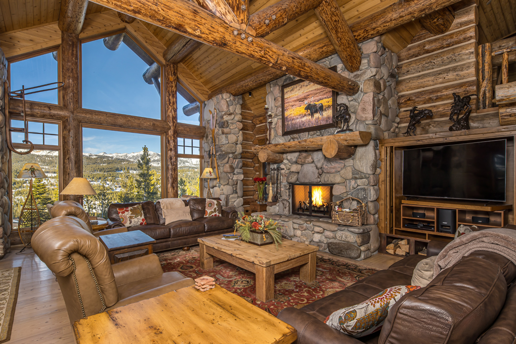 Living Room with Wood Burning Fireplace