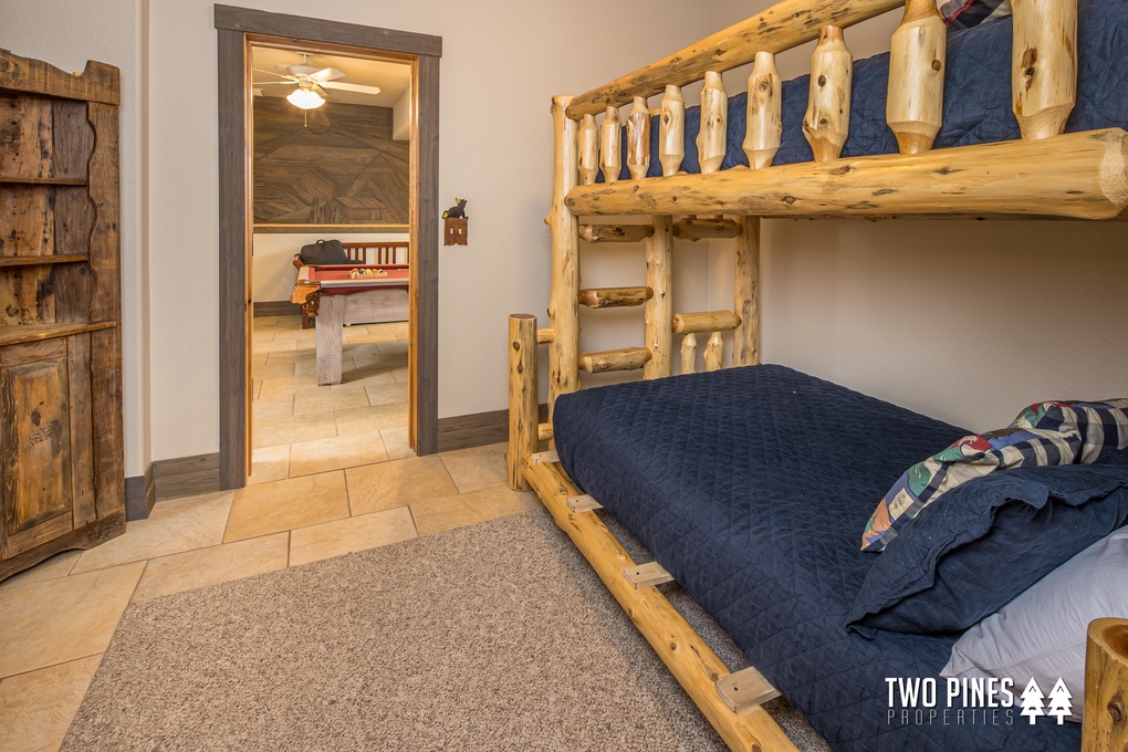 Lower Level Bunk Room with Twin Bunk Beds