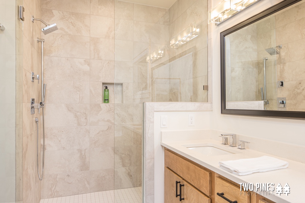 En Suite Bath with Walk In Shower, Soaking Tub and Dual Vanity